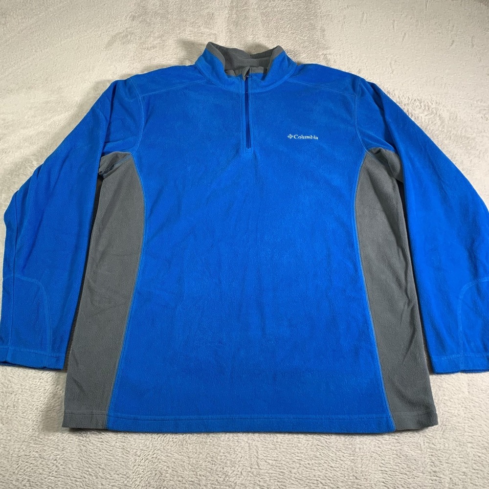 Columbia Pullover Mens Large Blue Fleece 1/4 Zip Long Sleeve Thermal Hiking